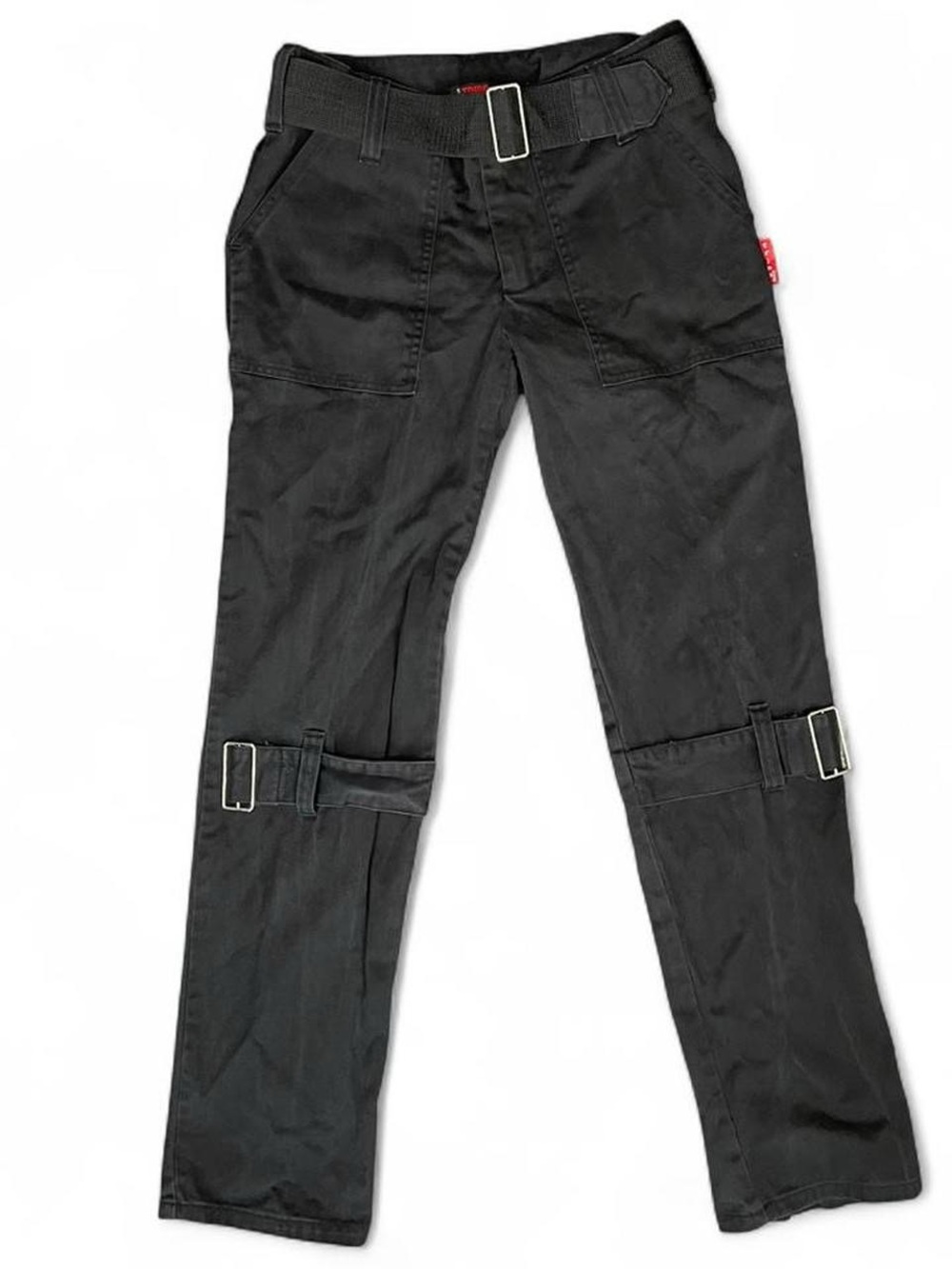 Tripp NYC Black Straight Leg Cargo Pants with Buckle Straps
